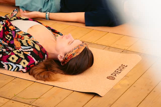 Rock Werchter Woman Resting Headscarf Mat