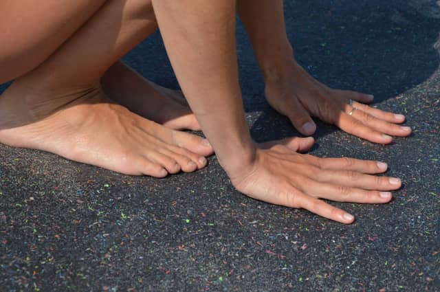 Yoga Practice On Recycled Material Mat