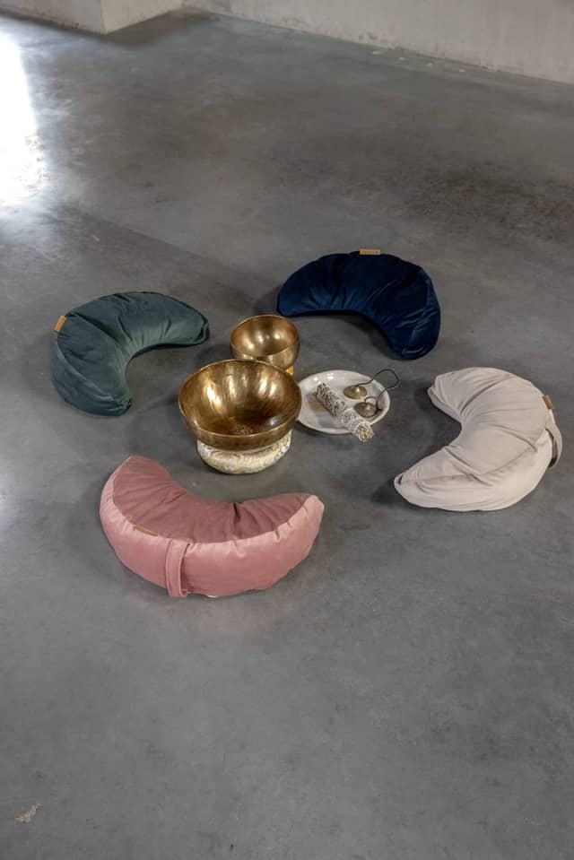 Meditation Zafu Cushions and Singing Bowls