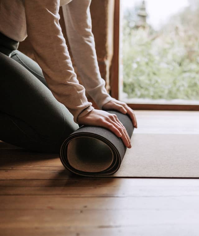 Rolling Up PIERRE Cork Yoga Mat