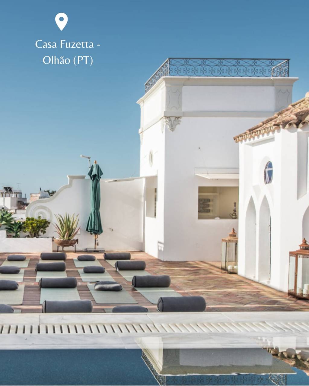 Rooftop yoga terrace at Casa Fuzetta in Olhão, Portugal