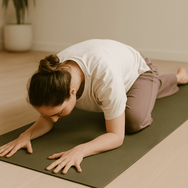 Woman Practicing Yoga On Green Mat