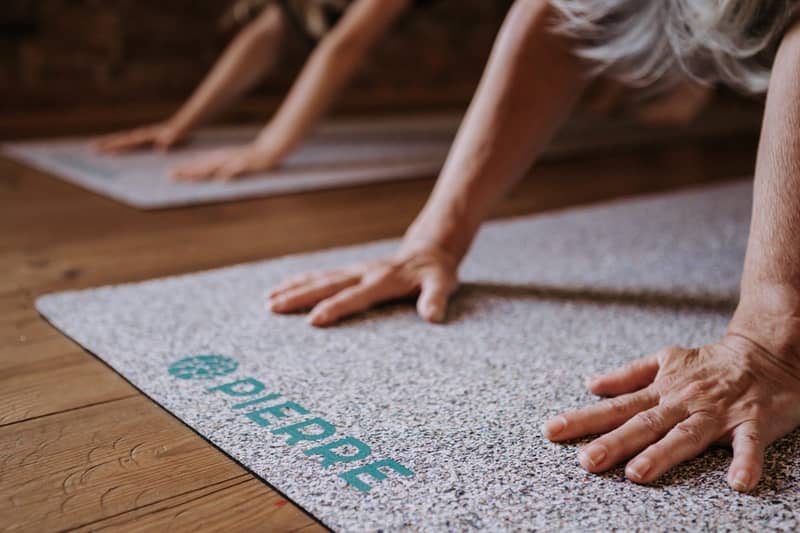 Yoga practice on a PIERRE recycled mat