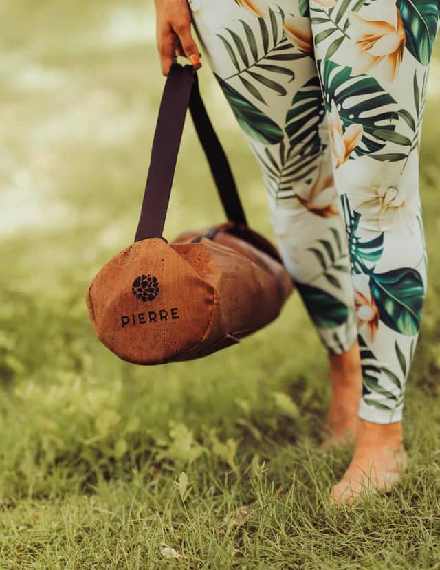 Woman Carrying PIERRE Cork Yoga Bag