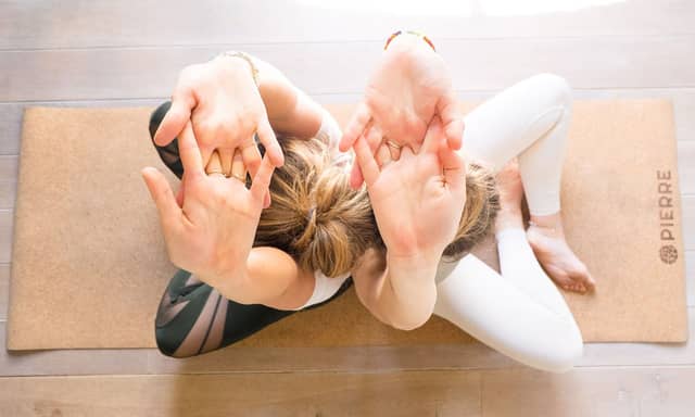 Yoga Stretching On PIERRE Cork Mat