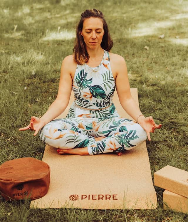 Woman Meditating On PIERRE Cork Mat