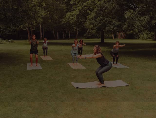 Group Yoga Class In Nature On PIERRE Mats