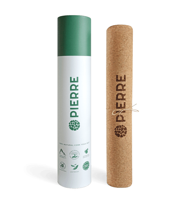 Rolled PIERRE Cork Yoga Mat With Packaging