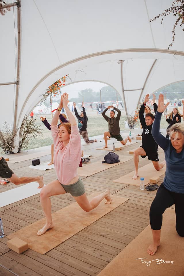 Festival Dome Class Warrior Pose Pink
