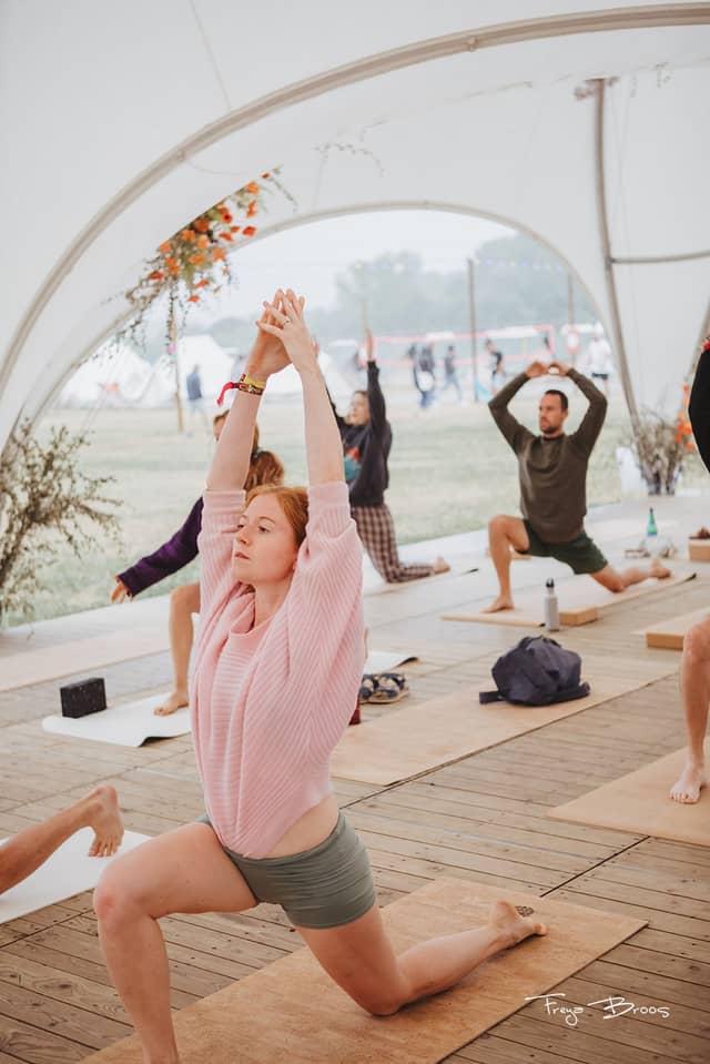 Festival Dome Woman Warrior Pose Pink