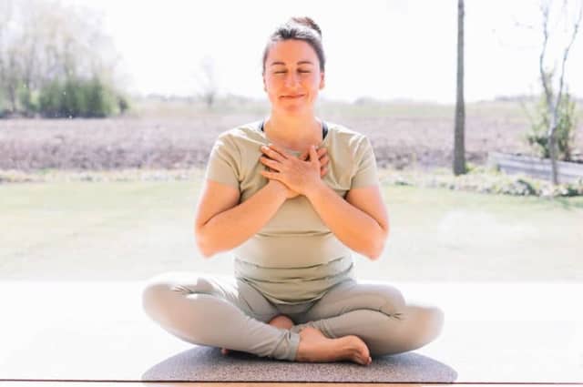 Woman Meditating On PIERRE Cork Mat
